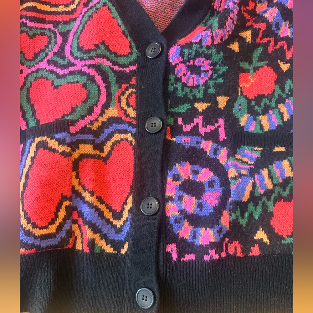 FARM Rio Multicolor Heart and Geometric Pattern Cardigan - Picture 2 of 3